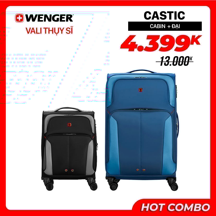  Combo vali kéo Castic size cabin 54cm + đại 79cm 