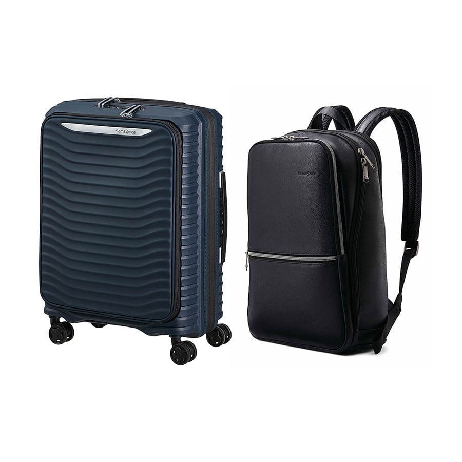  Set B4.2: Vali kéo Upscape EXP Easy Access + Balo laptop 14.1 Sam Classic Leather 