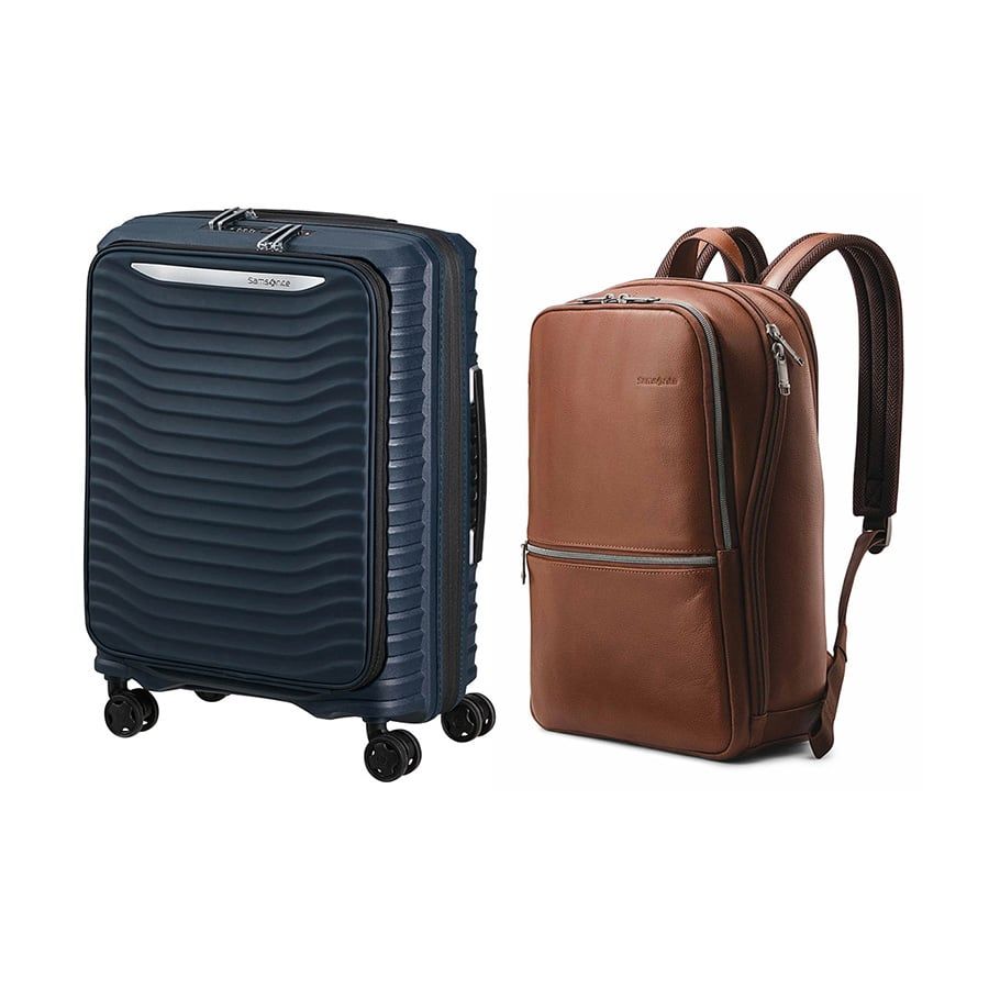  Set B4.2: Vali kéo Upscape EXP Easy Access + Balo laptop 14.1 Sam Classic Leather 