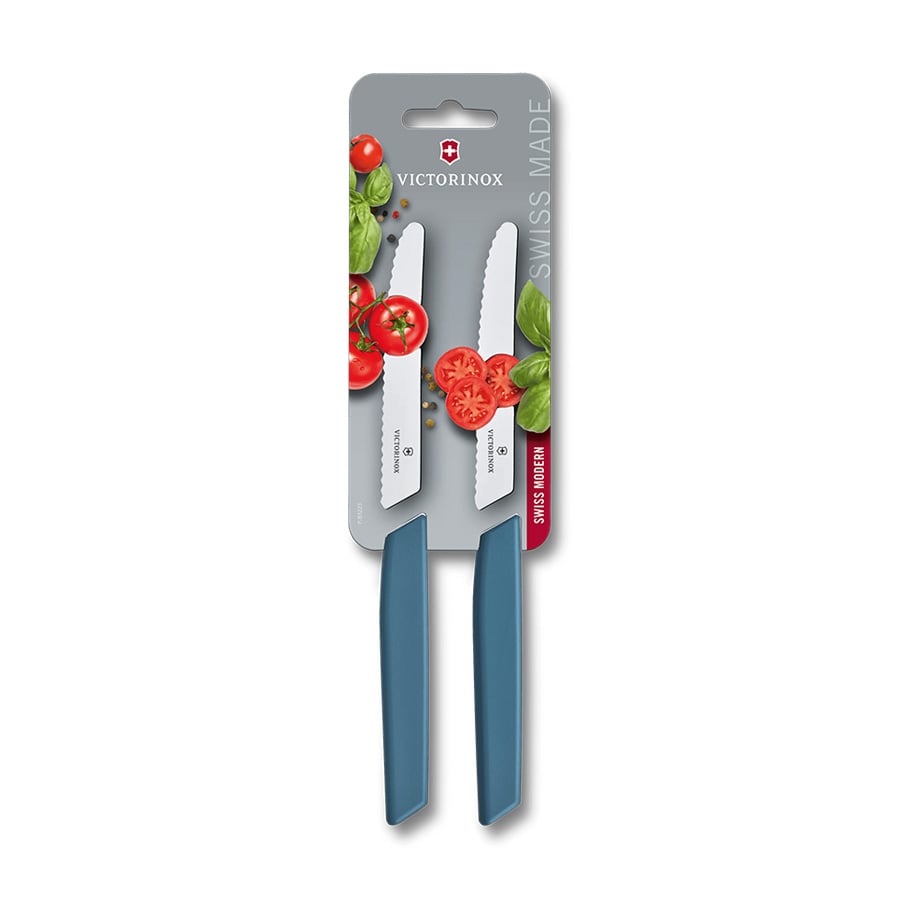 Bộ 2 dao bàn ăn và cắt cà chua lưỡi răng cưa Swiss Modern (vỉ giấy)