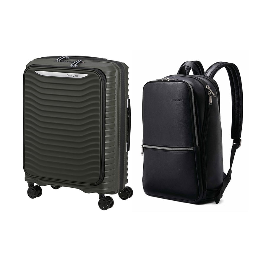  Set B4.2: Vali kéo Upscape EXP Easy Access + Balo laptop 14.1 Sam Classic Leather 