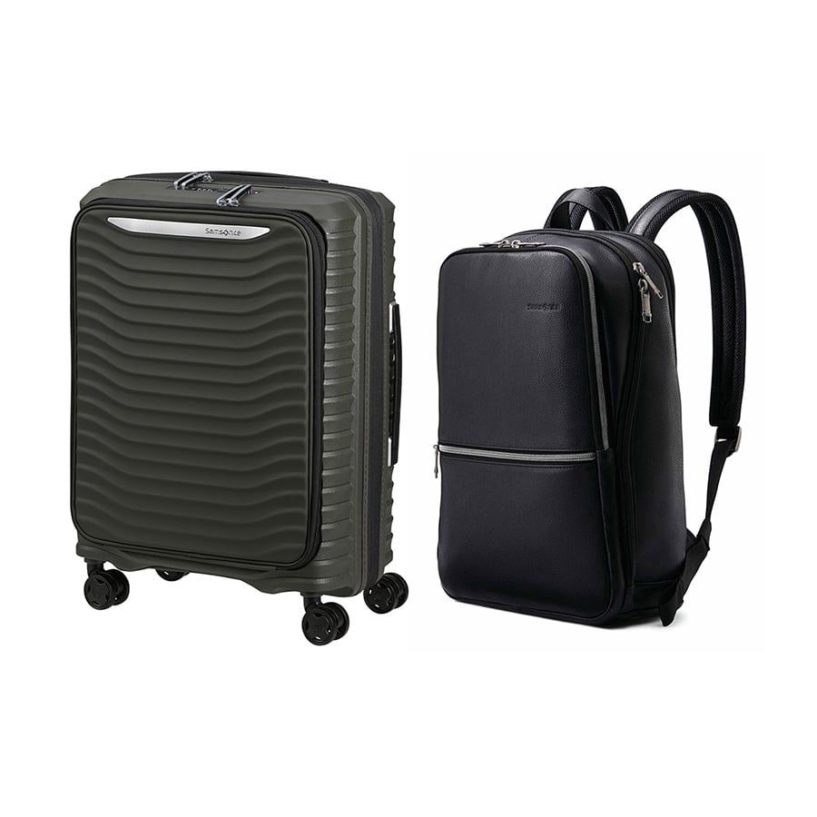  Set B4.2: Vali kéo Upscape EXP Easy Access + Balo laptop 14.1 Sam Classic Leather 