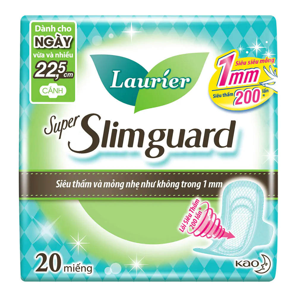  Băng Vệ Sinh Laurier Super Slimguard Siêu Mỏng Bảo Vệ 1Mm 22.5Cm 20 Miếng 