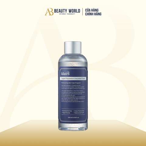  Nước Hoa Hồng Không Mùi Dưỡng Ẩm Làm Dịu Da Klairs Supple Preparation Unscented Toner 180ml. 