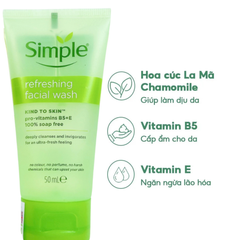  Sữa Rửa Mặt Simple Kind To Skin Refreshing Facial Wash 50ml. 