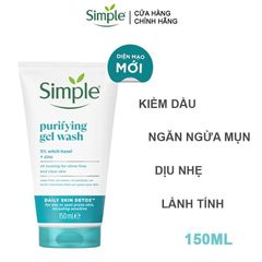  Gel Rửa Mặt Giảm Bóng Nhờn Ngừa Mụn Simple Purifying Gel Wash 150ml . 