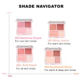  Bảng Phấn Má Hồng Và Phấn Bắt Sáng Judydoll 4 Ô Tông Lì Đa Năng màu 02 Blush And Highlight Palette Soft Peach 9g 