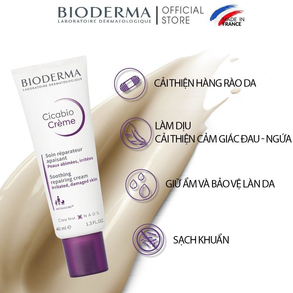  Kem Dưỡng Phục Hồi Da Bioderma Cicabio Cream 40ml. 