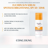  Kem Chống Nắng Giúp Giảm Thâm Nám Và Dưỡng Sáng Da Eucerin Sun Serum Spotless Whitening 50Ml. 