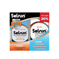  Combo Dầu Gội & Sữa Tắm Ngừa Gàu Và Kháng Khuẩn Selsun 100ml và 150ml 