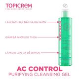  Gel Rửa Mặt Không Xà Phòng Cho Da Dầu Hỗn Hợp Topicrem Ac Control 400ml. 