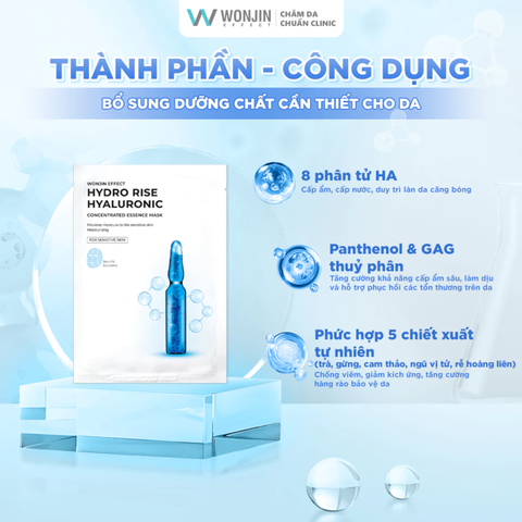  Mặt Nạ Cấp Ẩm Chuyên Sâu Wonjin Effect Hydro Rise Hyaluronic Concentrated Essence Mask 30g. 
