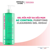  Gel Rửa Mặt Không Xà Phòng Cho Da Dầu Hỗn Hợp Topicrem Ac Control 400ml. 