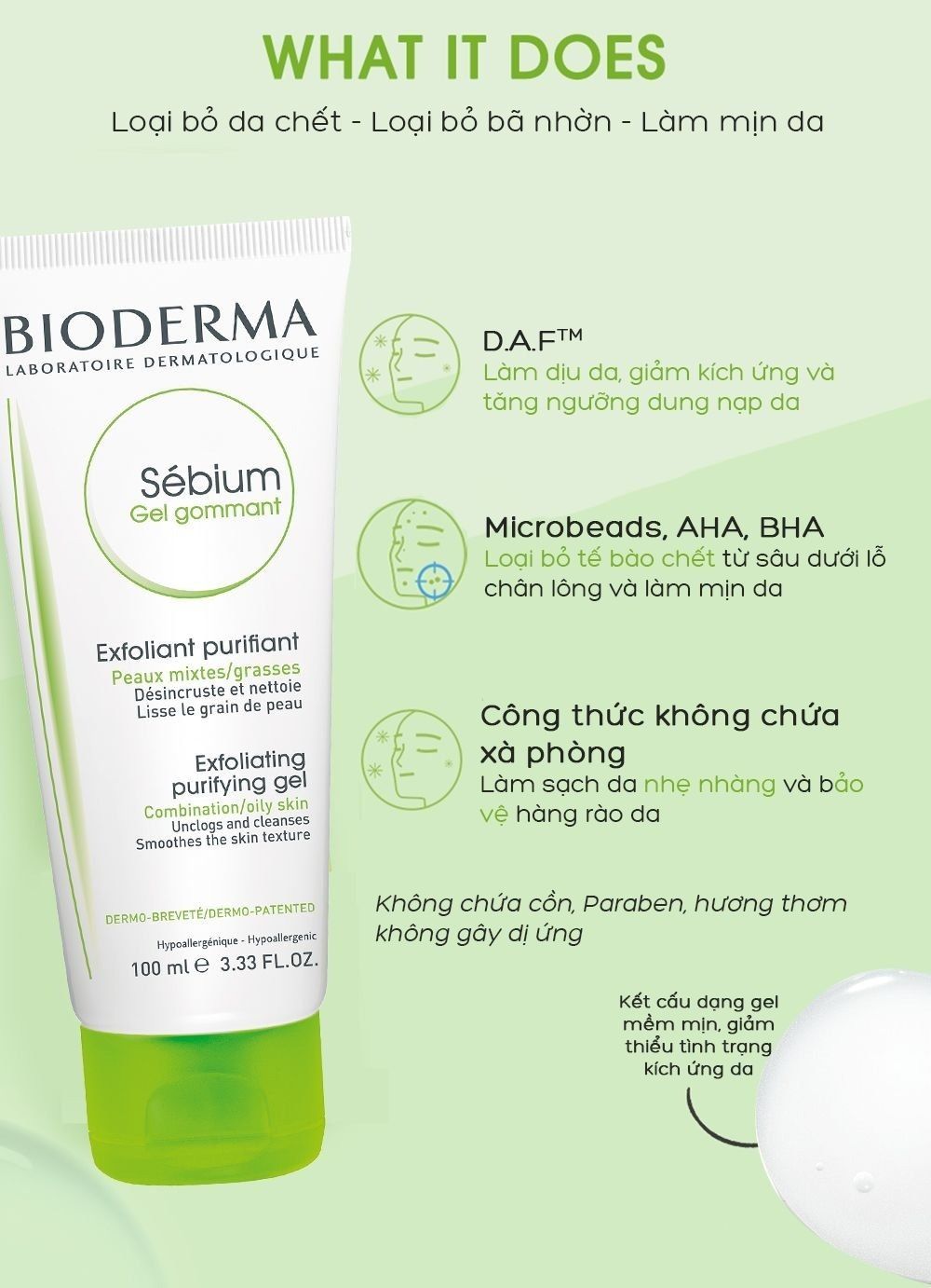  Gel Tẩy Tế Bào Chết Bioderma Sebium Gel Gommant 100ml. 