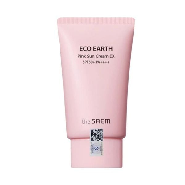 Kem Chống Nắng Kiềm Dầu Nâng Tone Cho Da Sáng Hồng The Saem Eco Earth Pink Sun Cream Ex SPF50 PA 50g.