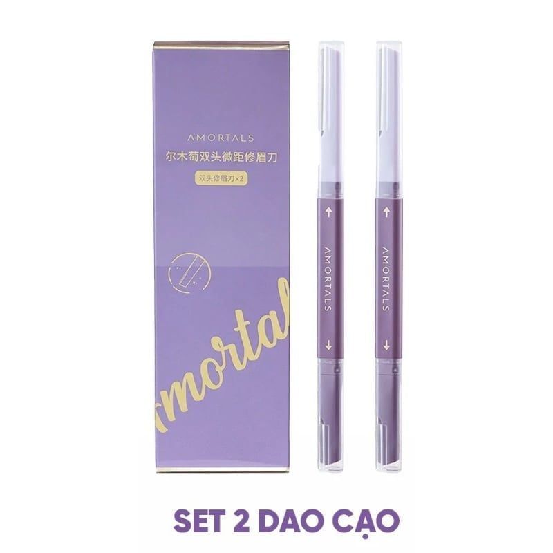  Bộ 2 Dao Cạo Lông Mày Amortals Hai Đầu Tiện Lợi Không Gỉ Double-headed Macro Eyebrow Razor (2 cây) 