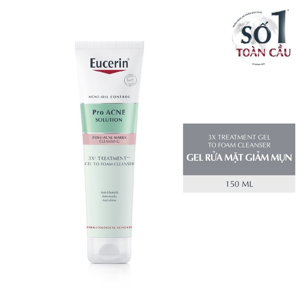  Gel Rửa Mặt Eucerin Cho Da Mụn Pro Acne Solution 3X Treatment Gel To Foam Cleanser 150ml 63833 Euc Proacne Foam Cleanse Triple 150ml 