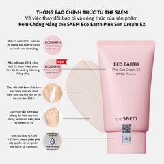  Kem Chống Nắng Kiềm Dầu Nâng Tone Cho Da Sáng Hồng The Saem Eco Earth Pink Sun Cream Ex SPF50+ PA++++50g. 