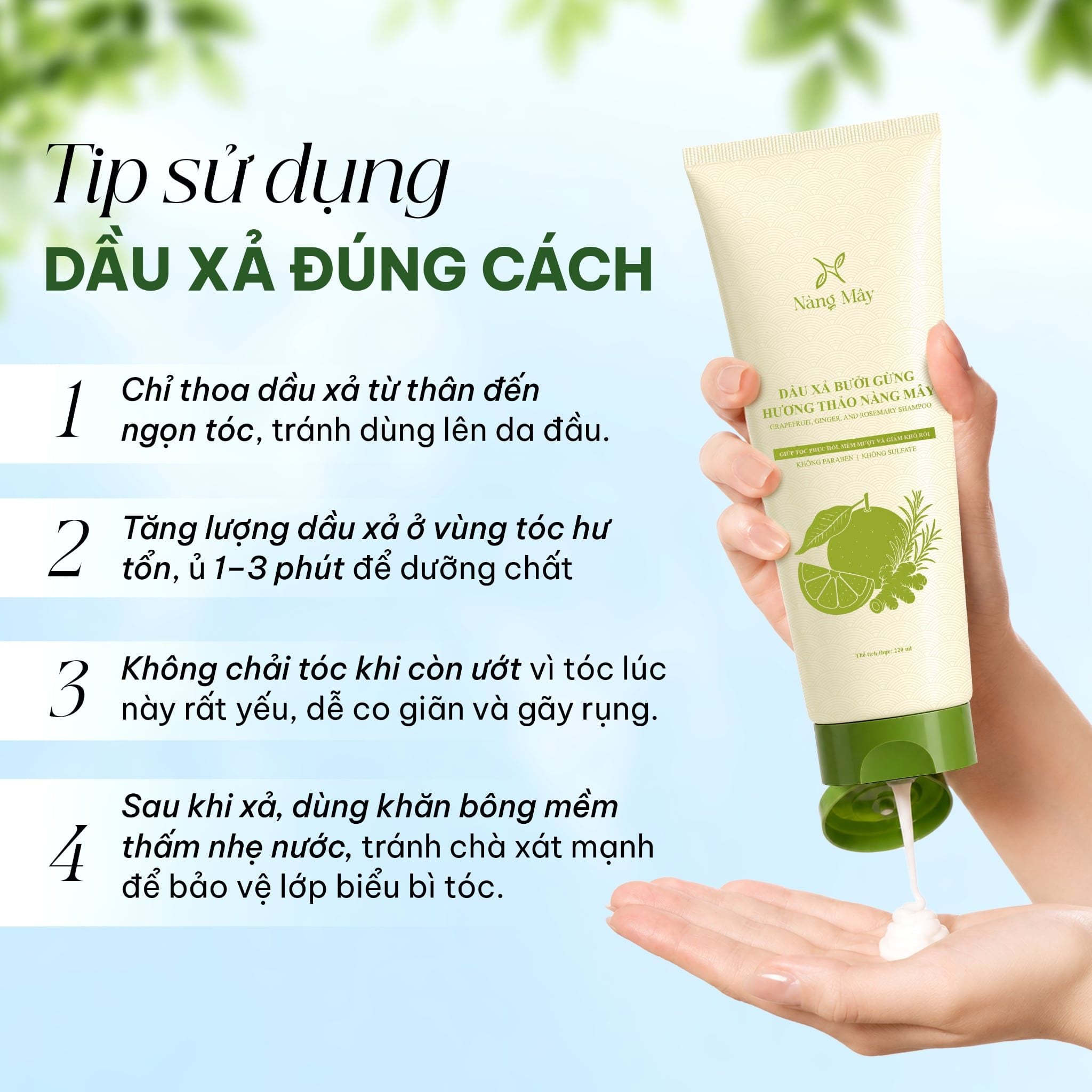  Dầu xả bưởi gừng hương thảo Nàng Mây 