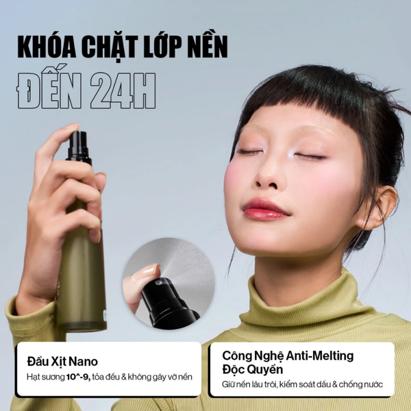  Xịt Khóa Nền Glamrr Q Vegan Super Stay Make Up Fixer 01 Natural Blur 130Ml 