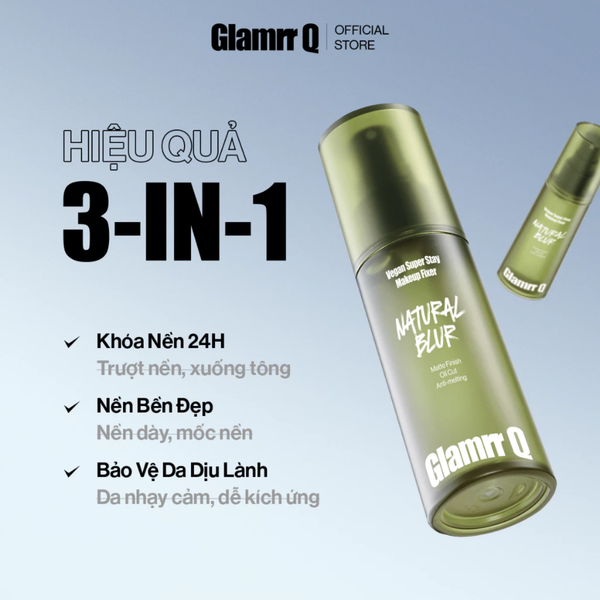  Xịt Khóa Nền Glamrr Q Vegan Super Stay Make Up Fixer 02 Dewy Glow 130Ml 