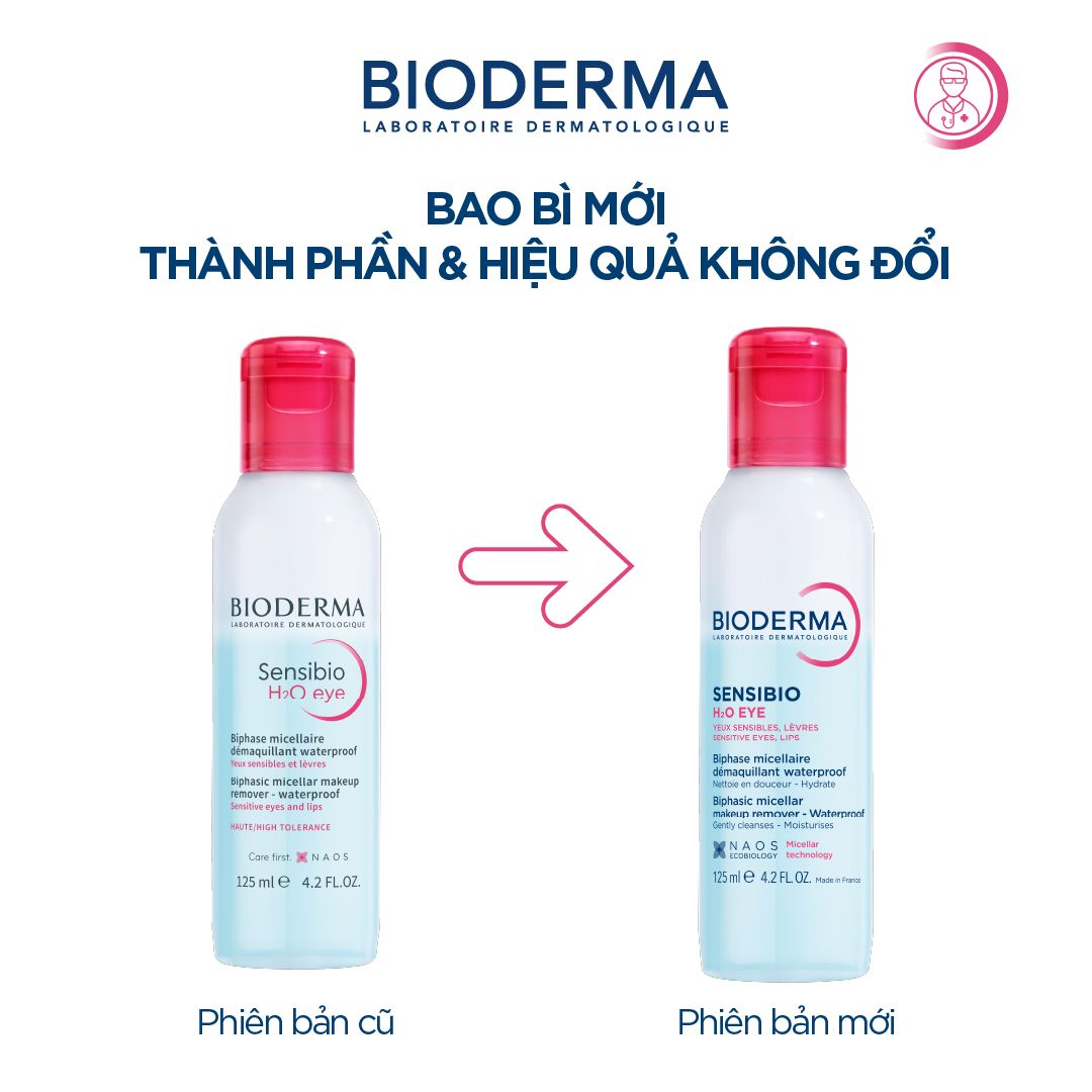  Tẩy Trang Mắt Môi Sạch Thoáng & Mềm Ẩm Bioderma Sensibio H2O Eye 125ml. 