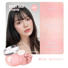  Phấn Má Hồng Bắt Sáng 3CE Blushlighter Lazy Talk Hồng Đào Sữa 9g. 