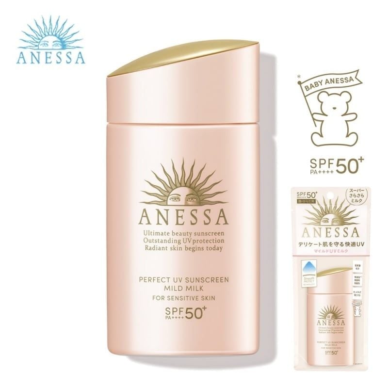  Sữa Chống Nắng Dịu Nhẹ Cho Da Nhạy Cảm Và Trẻ Em Anessa SPF50+ PA++++ Perfect UV Sunscreen Mild Milk 60ml 