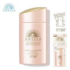  Sữa Chống Nắng Dịu Nhẹ Cho Da Nhạy Cảm Và Trẻ Em Anessa SPF50+ PA++++ Perfect UV Sunscreen Mild Milk 60ml 