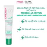  Kem Dưỡng Hỗ Trợ Giảm Mụn, Dưỡng Ẩm Topicrem AC Control Balancing Anti-Blemish Care 40ml. 