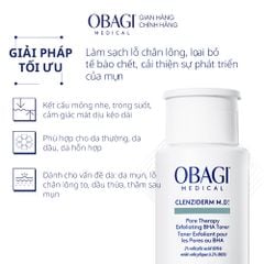  Nước Hoa Hồng Obagi 2% BHA Giảm Nhờn Mụn 148ml Clenziderm MD Pore Therapy Exfoliating BHA Toner tặng Sữa Rửa Mặt 118ml. 