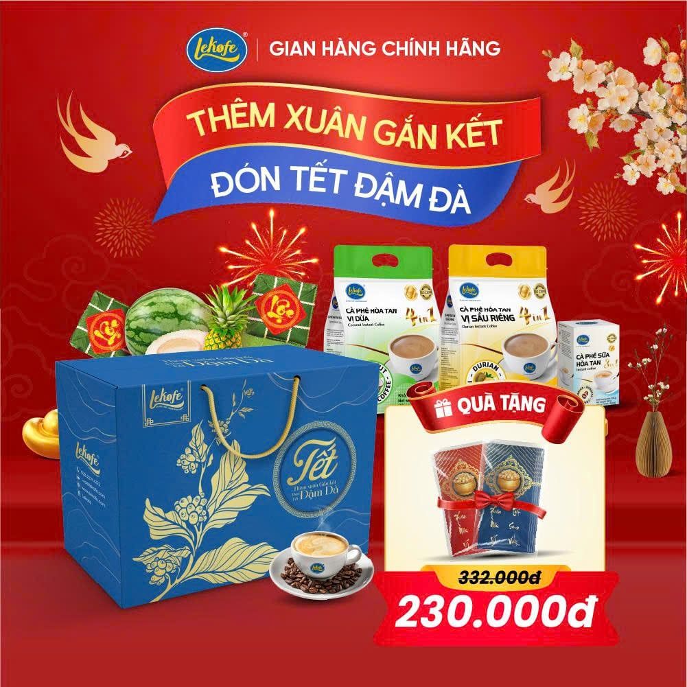  Combo Cà phê Lekofe Hòa Tan vị sầu riêng (Túi - 24 gói x 18g) , Vị Dừa (Túi - 24 gói x 18g, Cà phê Sữa (Hộp - 16 gói x 288g) 