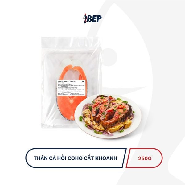 Cá Hồi Coho Chile Cắt Khoanh iBep - Gói 1kg/250g
