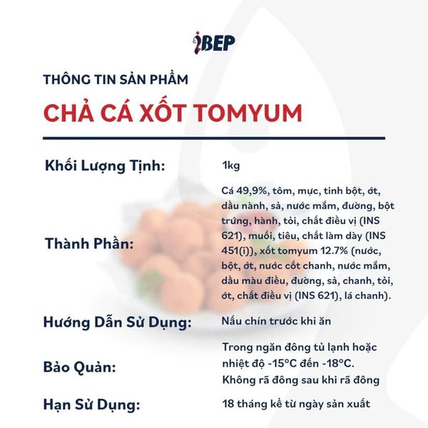 Chả Cá Xốt Tomyum iBep - Gói 1kg