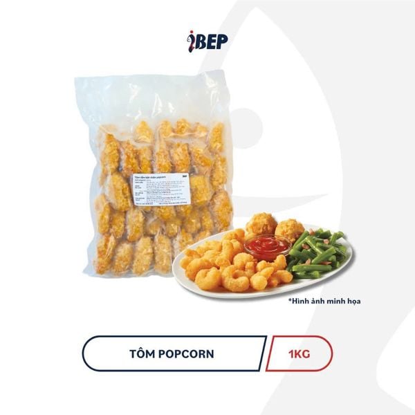 Tôm tẩm bột chiên popcorn iBep - Gói 1kg