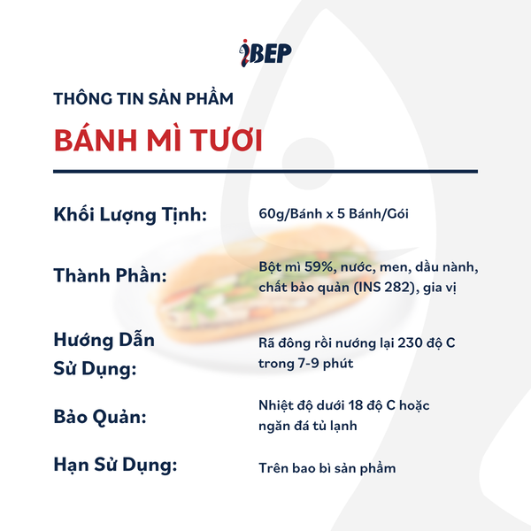 Bánh Mì Tươi iBep - Gói 300g/5 Bánh