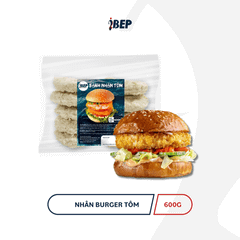 Bánh nhân burger tôm đông lạnh iBep - Gói 600gr/10 bánh