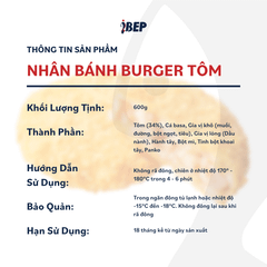 Bánh nhân burger tôm đông lạnh iBep - Gói 600gr/10 bánh