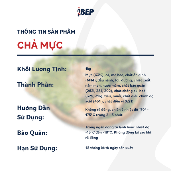 Chả mực Hạ Long iBep - Gói 1kg (30 - 33 Miếng)