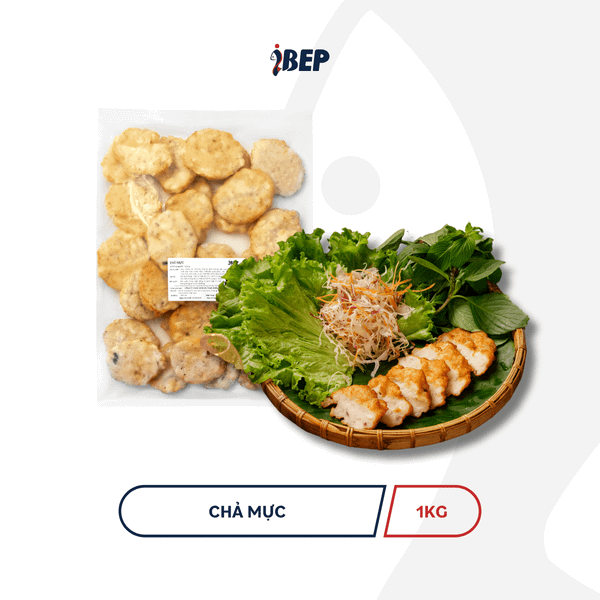 Chả mực Hạ Long iBep - Gói 1kg (30 - 33 Miếng)