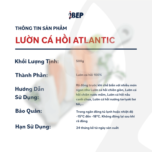 Bụng cá hồi Atlantic iBep - Gói 500gr