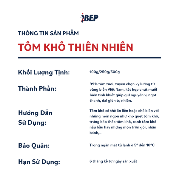 Tôm khô thiên nhiên iBep
