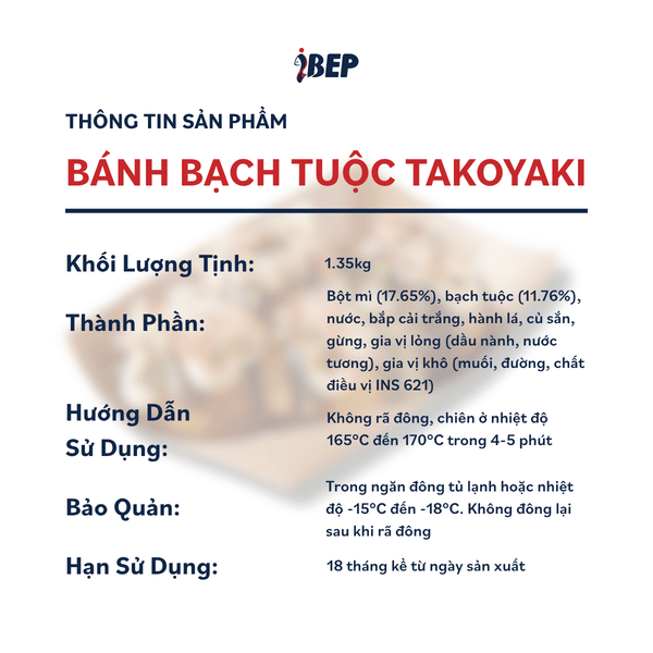 Bánh Bạch Tuộc Takoyaki iBep làm sẵn - Gói 1.35kg