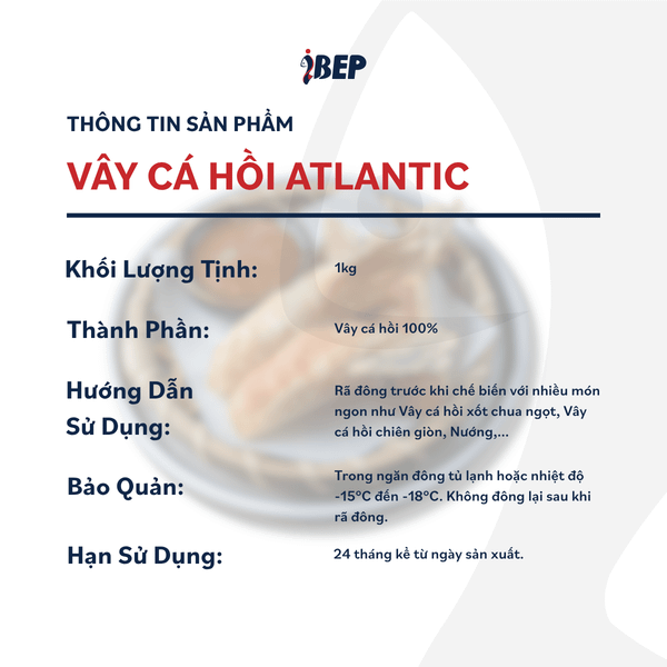 Vây cá hồi Atlantic iBep - Gói 1kg