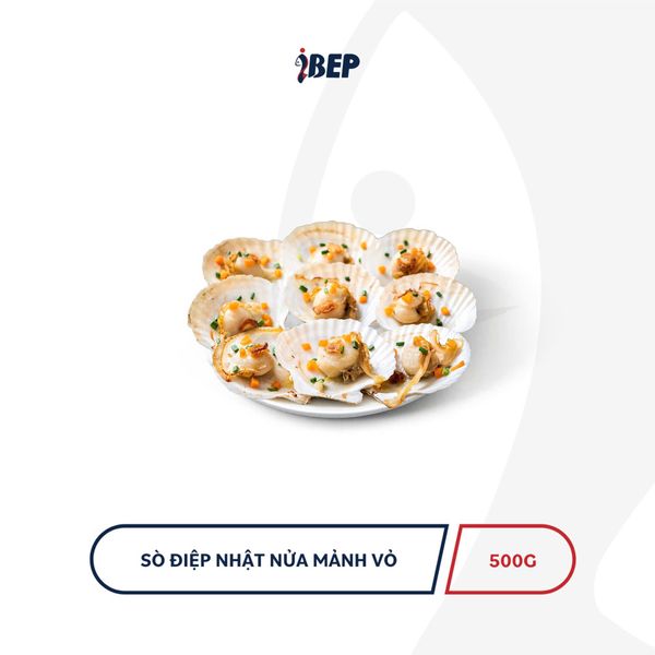 Sò điệp Nhật nửa mảnh vỏ - 500g