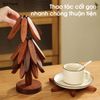Miếng lót nồi cách nhiệt đế gỗ lót chảo, bát cao cấp chống nóng xước mặt bàn ăn xếp trồng hình cây thông trang trí nhà bếp (bộ 4 miếng)