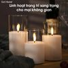 Đèn nến LED nến điện tử tim lắc siêu thực decor nhà cửa (set 3 cây lệch tầng, kèm remote)