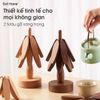 Miếng lót nồi cách nhiệt đế gỗ lót chảo, bát cao cấp chống nóng xước mặt bàn ăn xếp trồng hình cây thông trang trí nhà bếp (bộ 4 miếng)