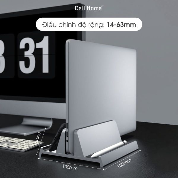 Đế dựng laptop, máy tính bảng, điện thoại hợp kim nhôm kẹp điều chỉnh độ rộng