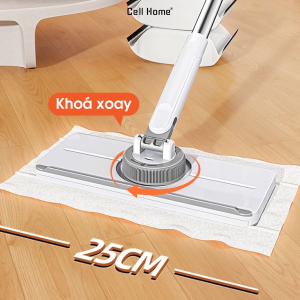 Cây lau nhà kẹp khăn giấy ướt không cần giặt giẻ siêu tiện lợi bản nâng cấp 25cm